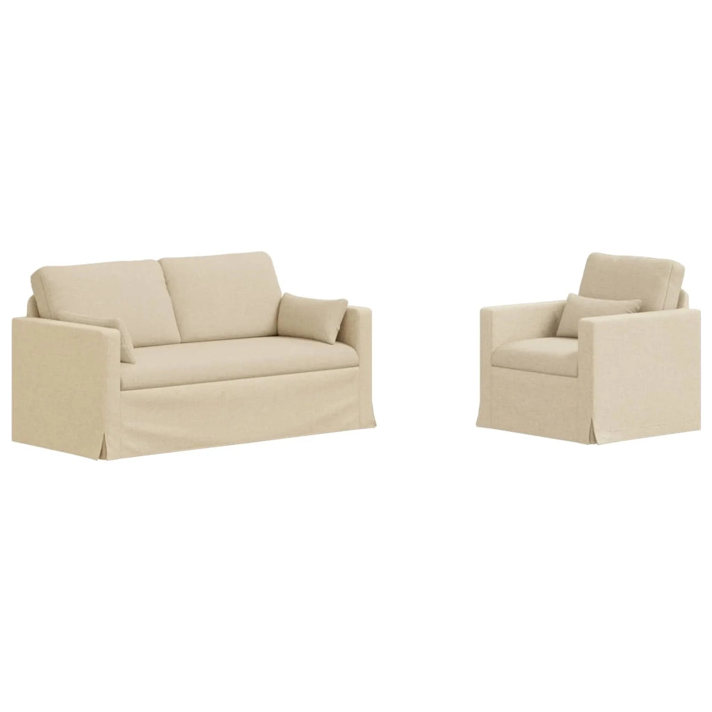Divano 2 pcs Crema 158 x 78 x 80 cm Tessuto