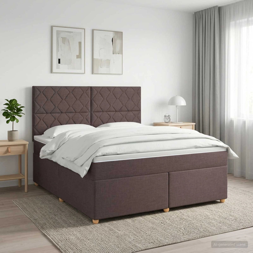 Letto box spring con materasso Marrone Scuro 140 x 200 cm 3453910