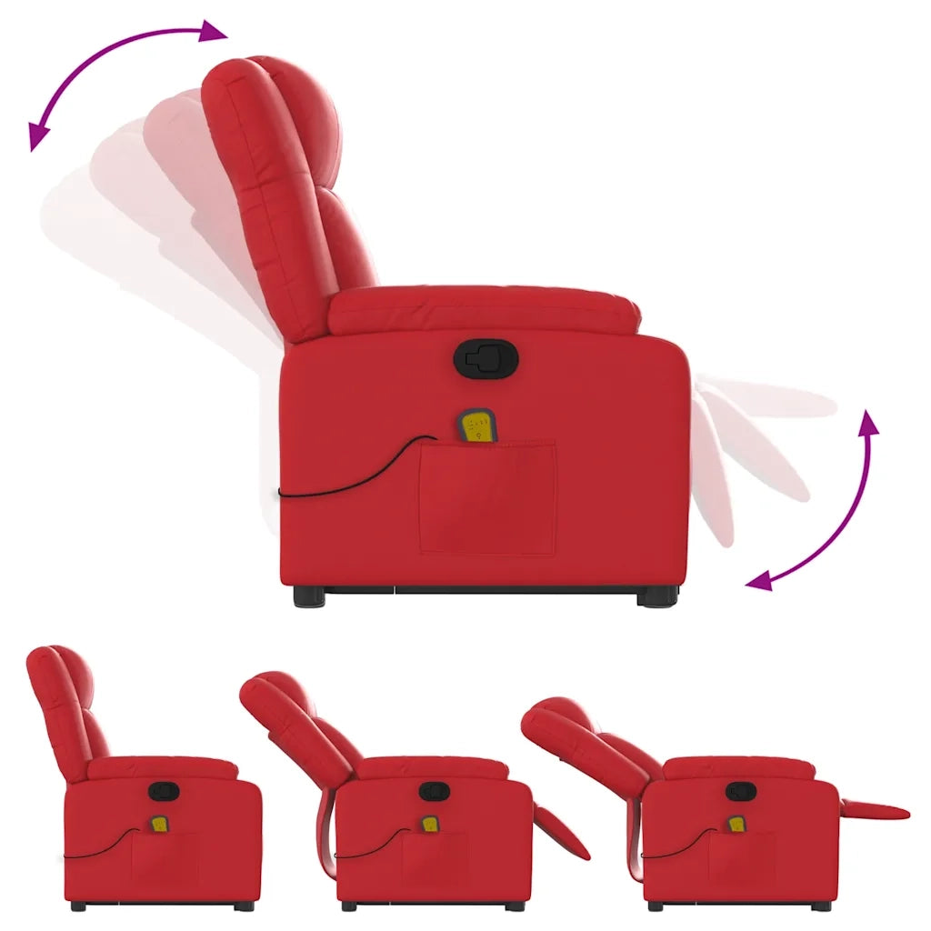 Poltrona Alzapersona Reclinabile Massaggio Rosso in Similpelle 3205162