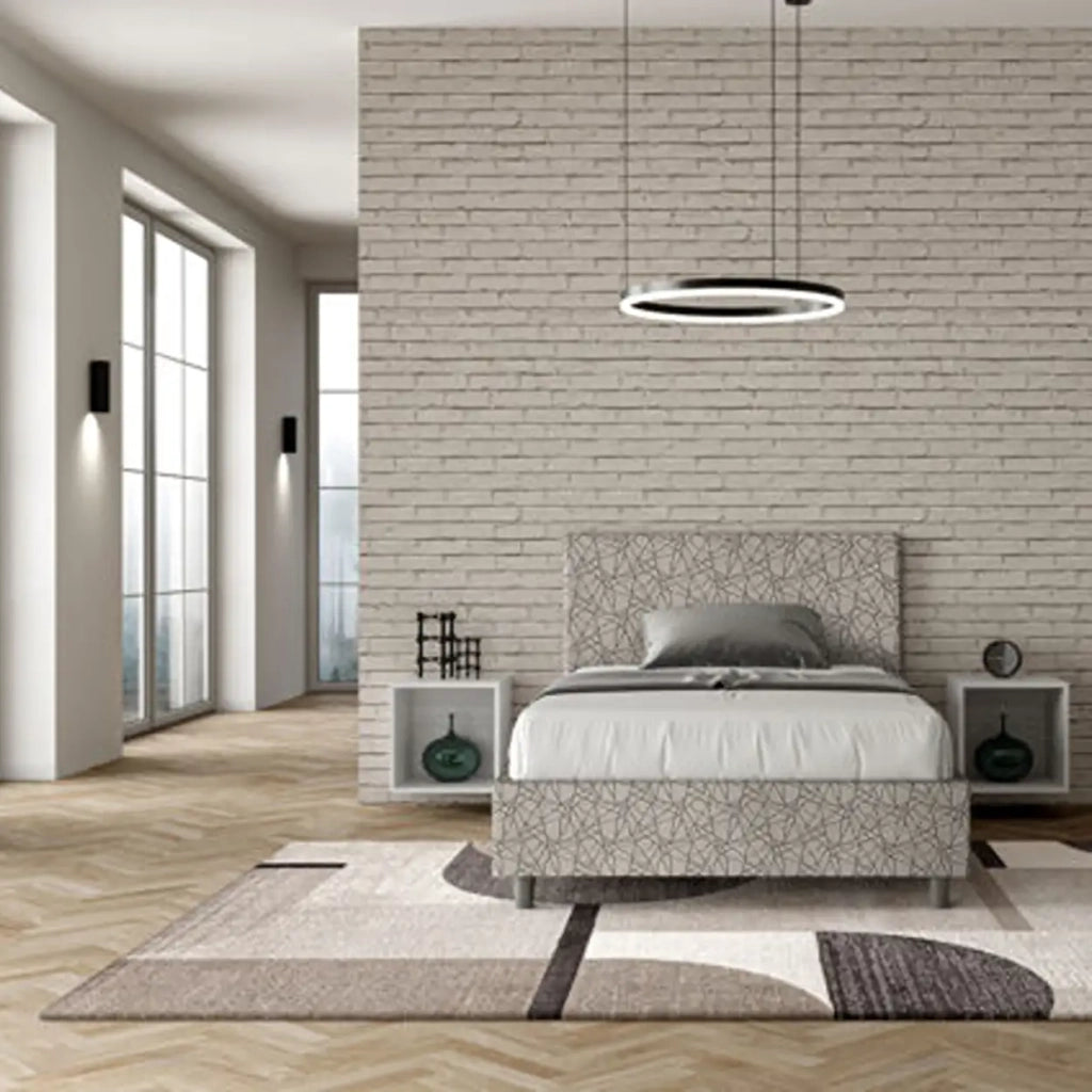 Letto una piazza e mezza senza rete imbottito 120x190 tessuto Era 2 grigio Adele