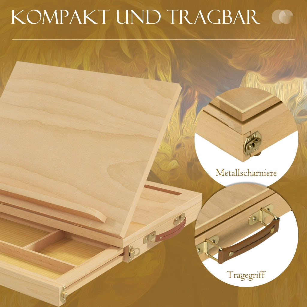 Tavolino da caff¨¨ con cassetto e ripiani ¨C zephmum ¨C legno massello naturale 60x40x60