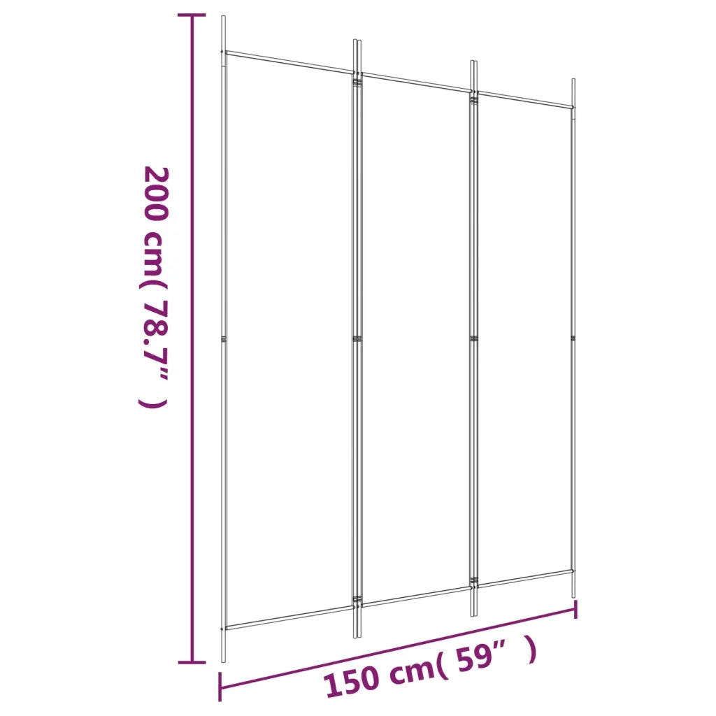 Divisorio Ambienti | Divider per stanze | Paravento a 3 Pannelli bianco 150x200 cm in Tessuto