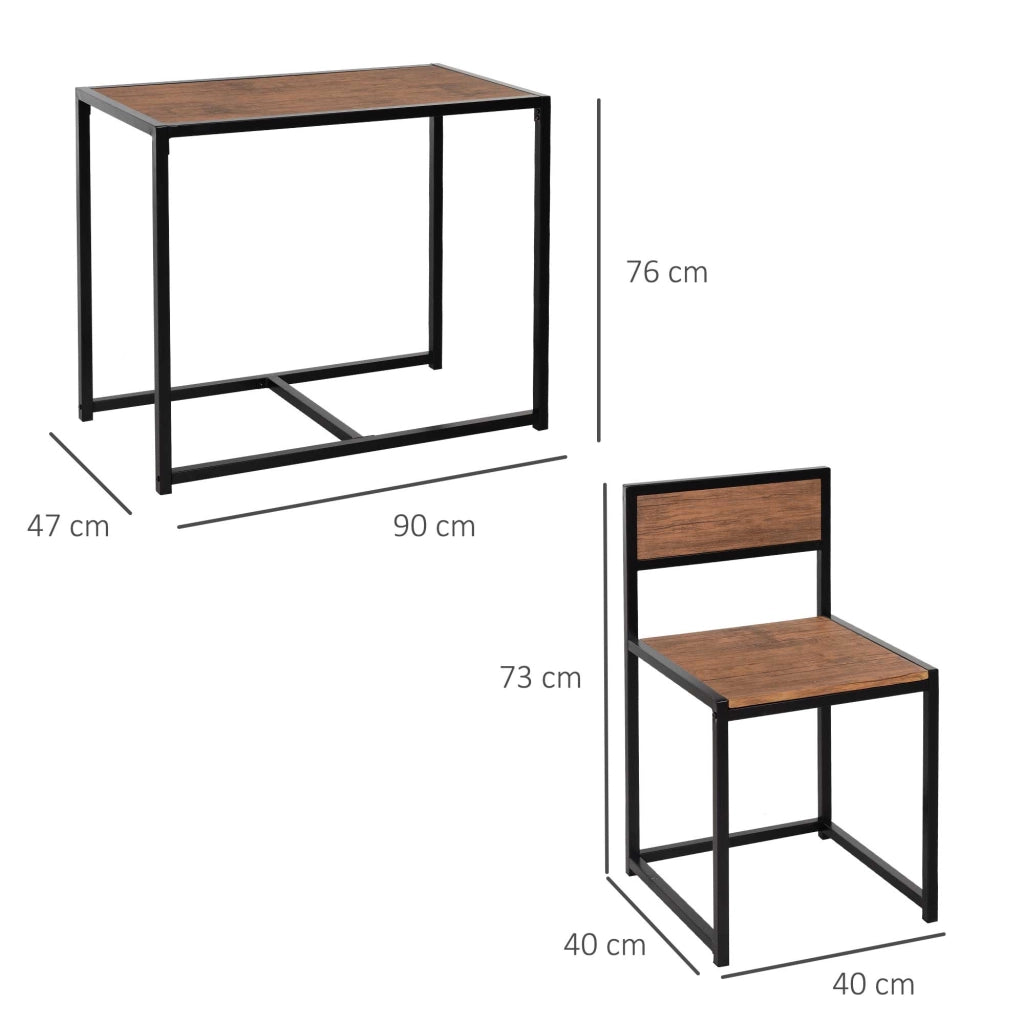 TAVOLO Set da 3 pezzi 90x47 cm MDF Naturale e acciaio zincato