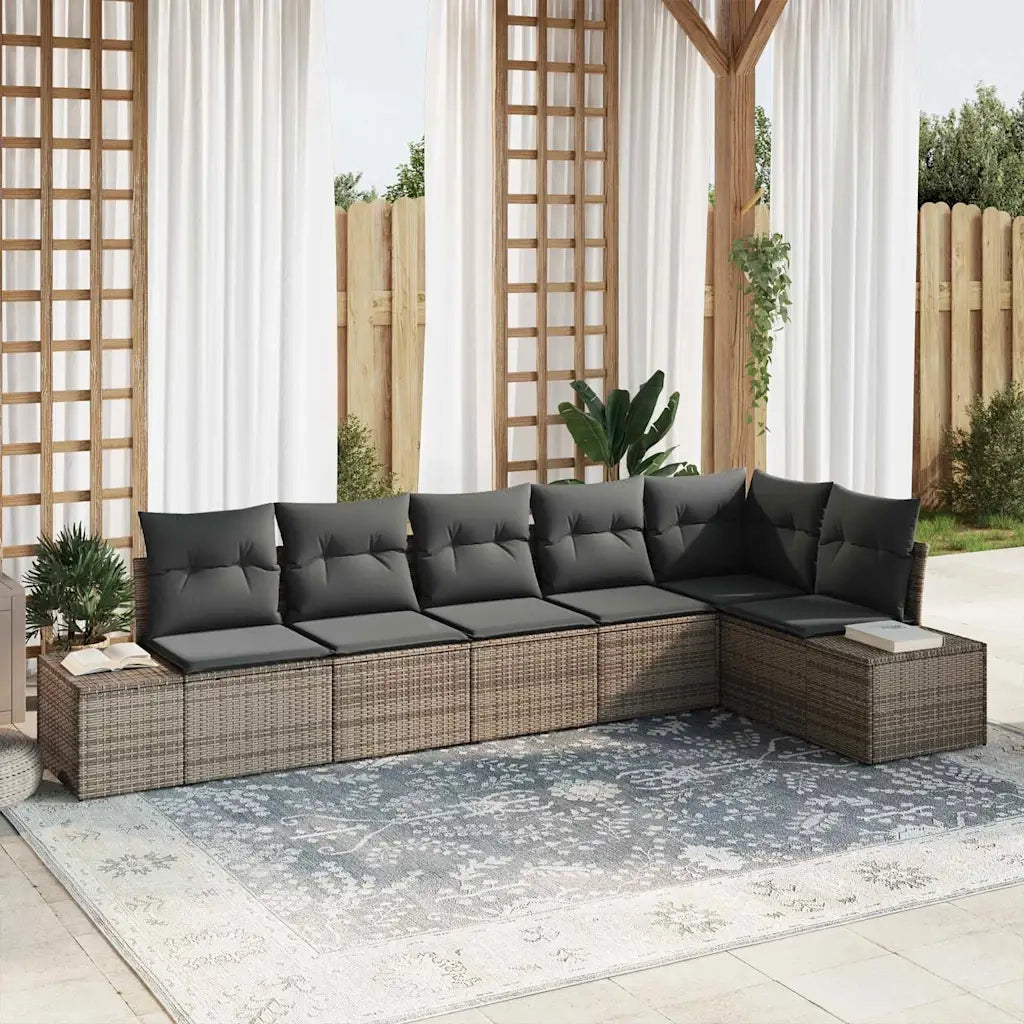 Set Divano da Giardino con cuscino 6 pcs Grigio polyrattan 3347079