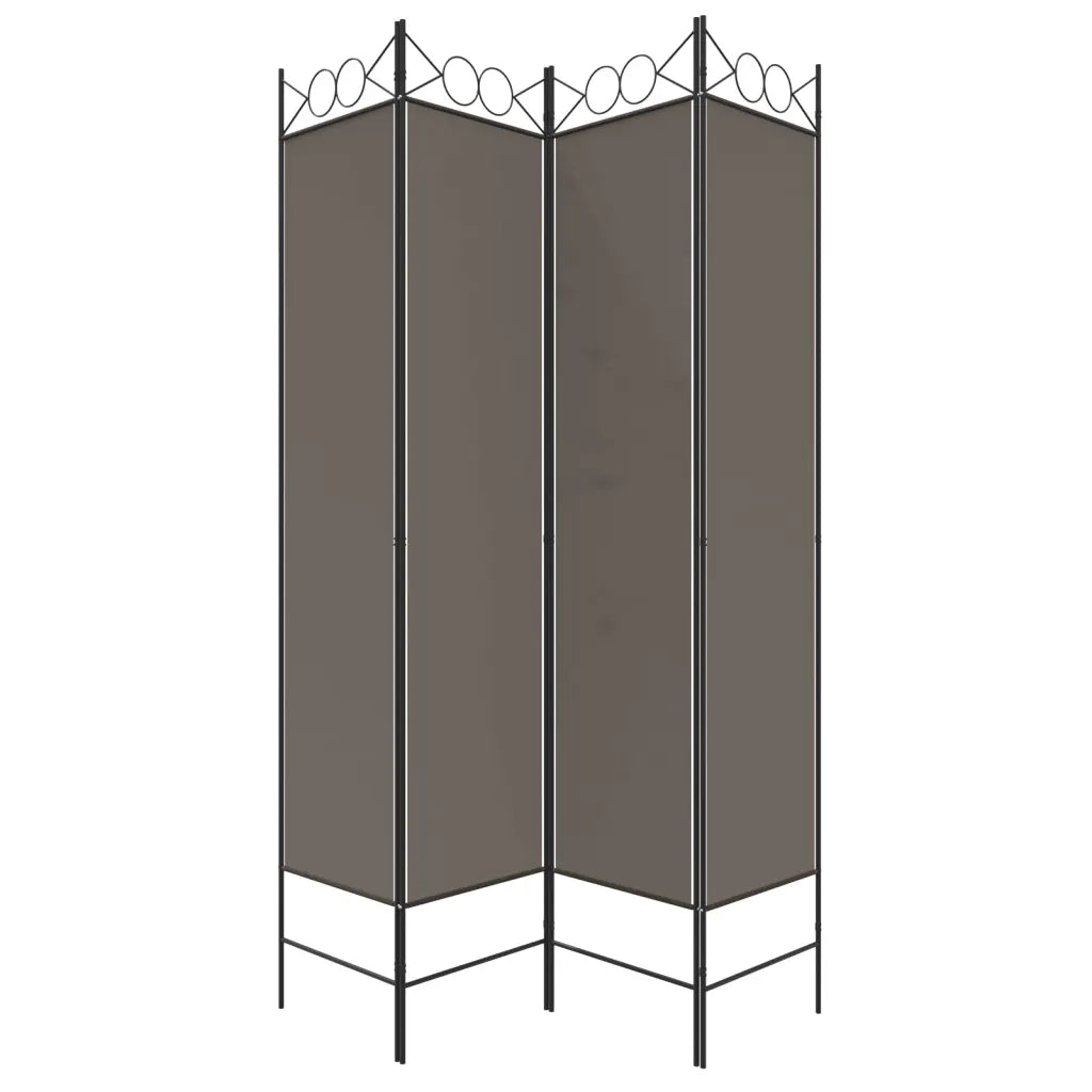 Divisorio Ambienti | Divider per stanze | Paravento a 4 Pannelli Antracite 160x200 cm Tessuto
