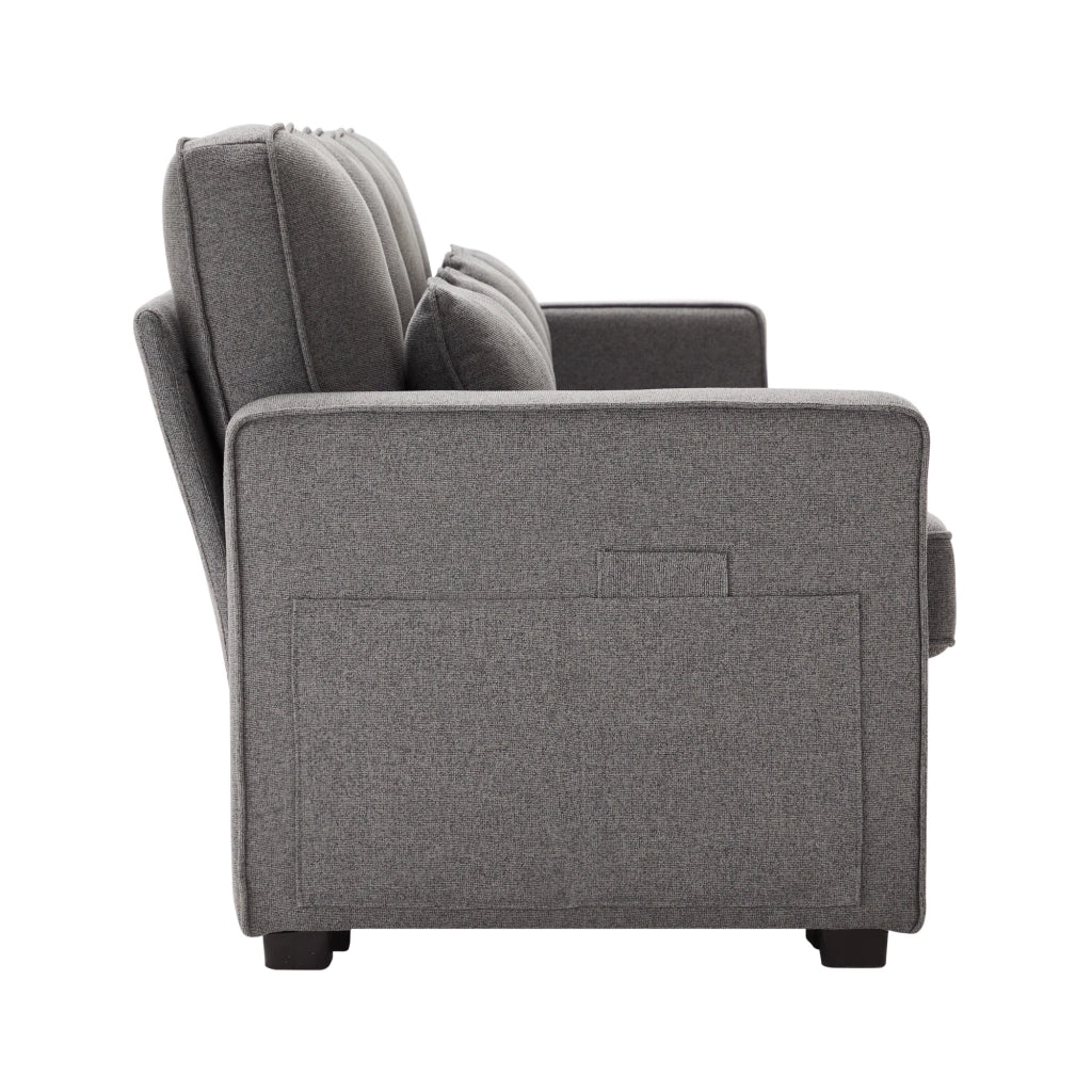 Divano 4 Posti in Tessuto con Braccioli e Cuscini ¨C MINIMAL ¨C Beige/Grigio/Verde
