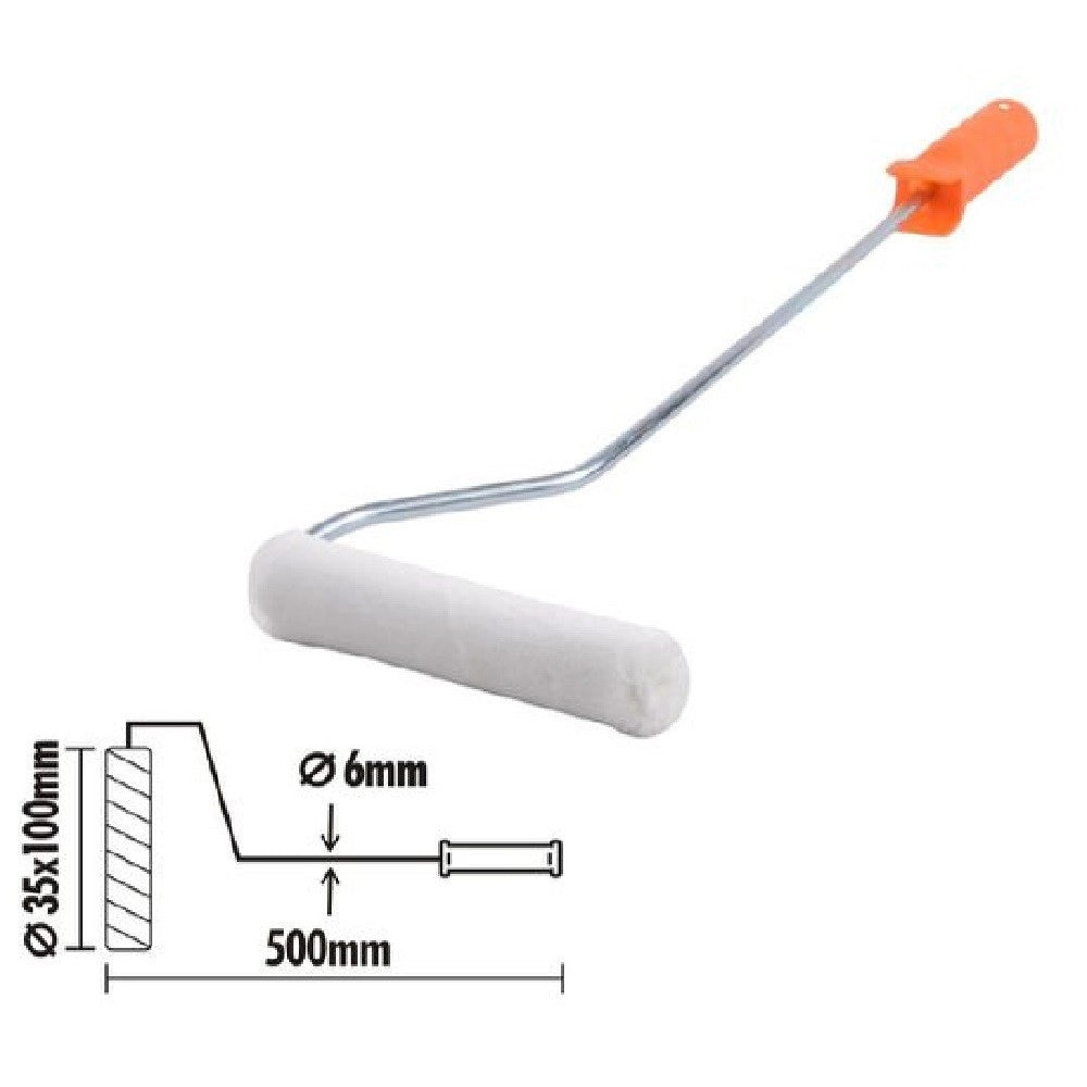 Trade Shop - Rullo Per Pittura Pennello Precisione 4" Con Impugnatura Ergonomica 500mm 90368 -