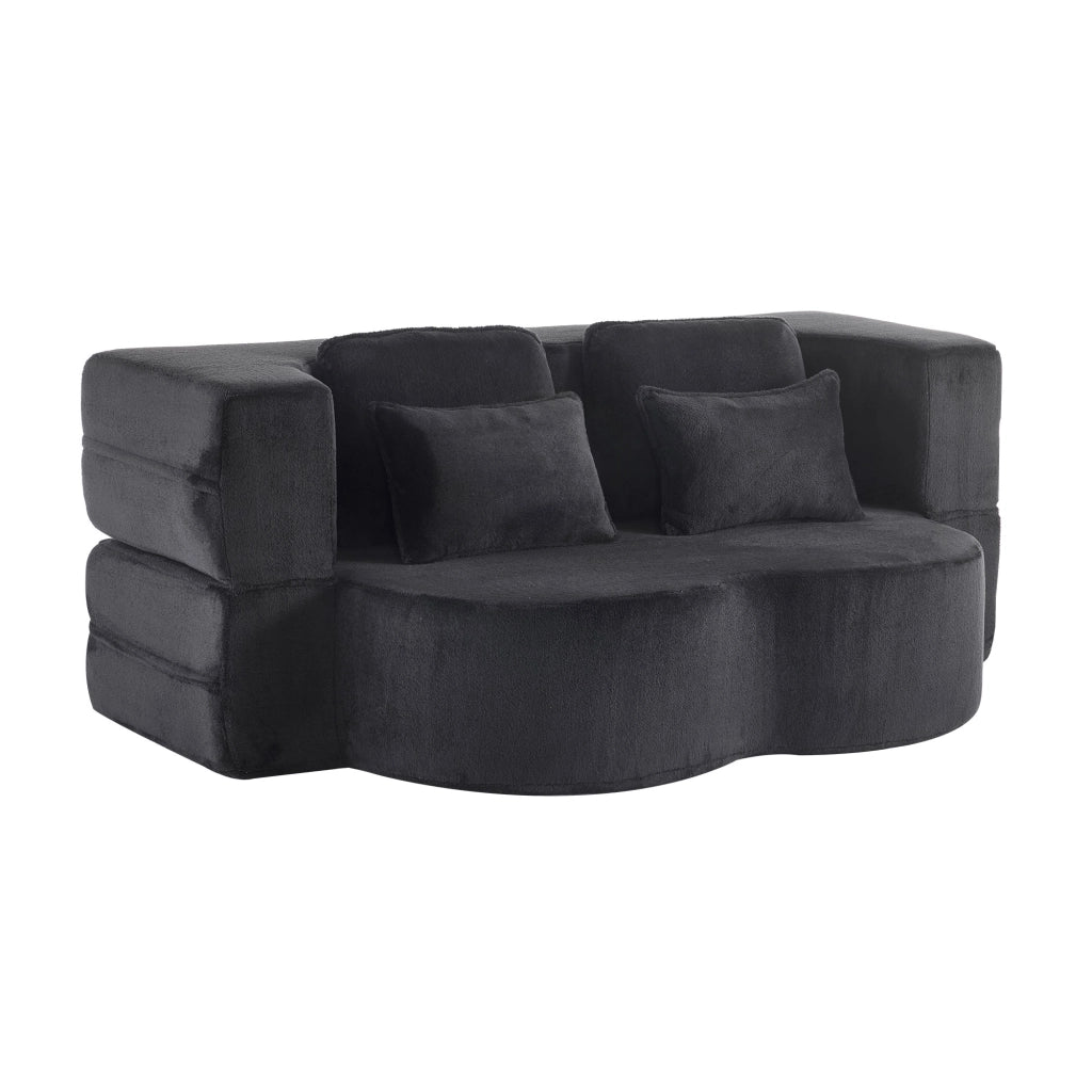 Divano Letto Pieghevole ¨C MINIMAL ¨C Nero, Flanella, Cuscini