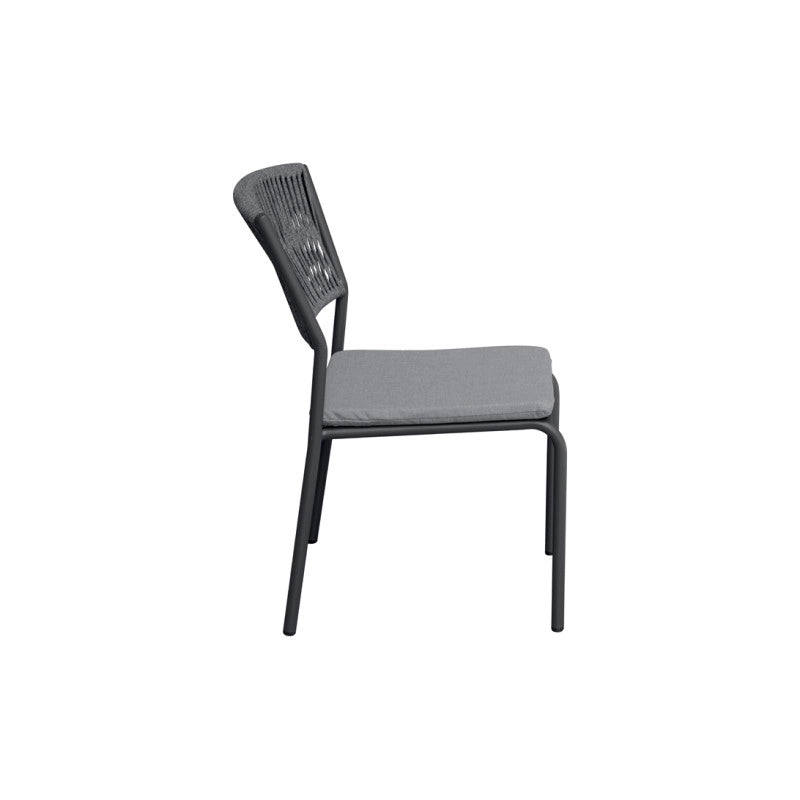 Sedia Modena Set B Alluminio Antracite E Corda Grigia Moia