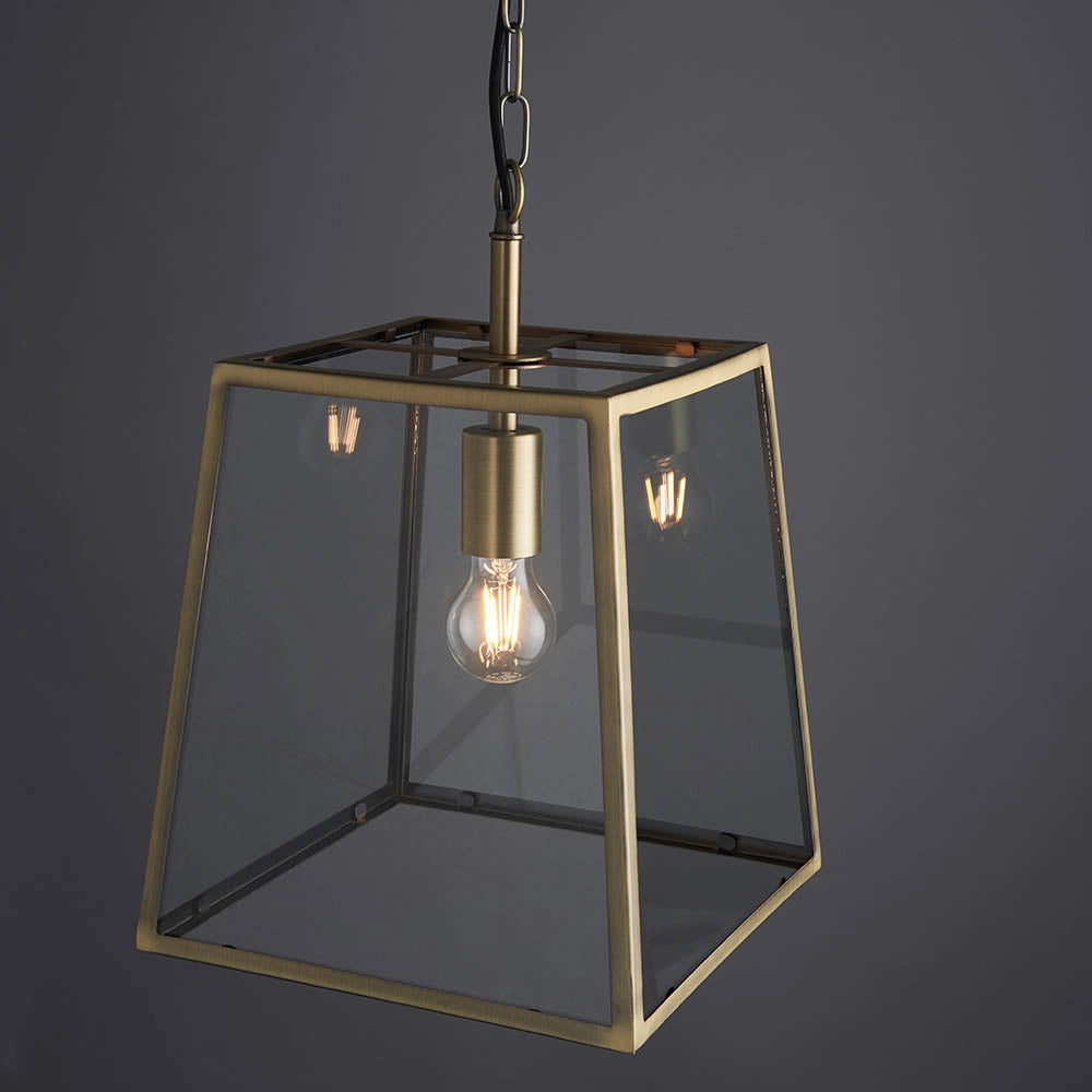 Lampada a sospensione Hurst lanterna ottone Endon E27