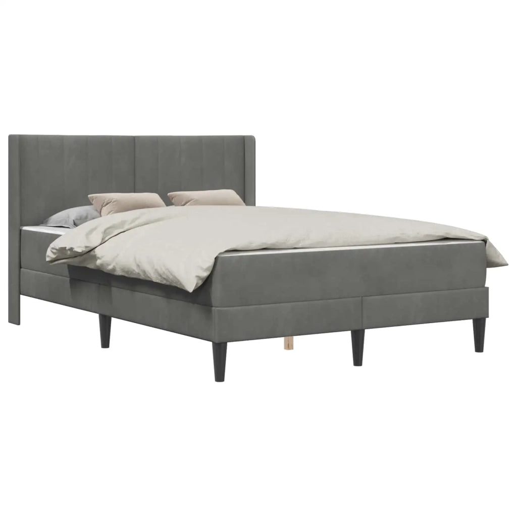 Struttura letto con materasso-Giroletto Grigio Scuro 120 x 190 cm Velluto 445147