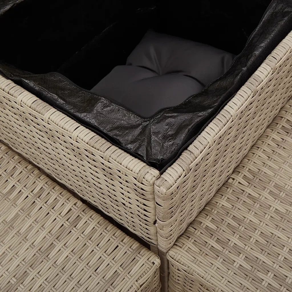 Divano Giardino Tavolo e Cuscini a L Grigio Chiaro Polyrattan 369032