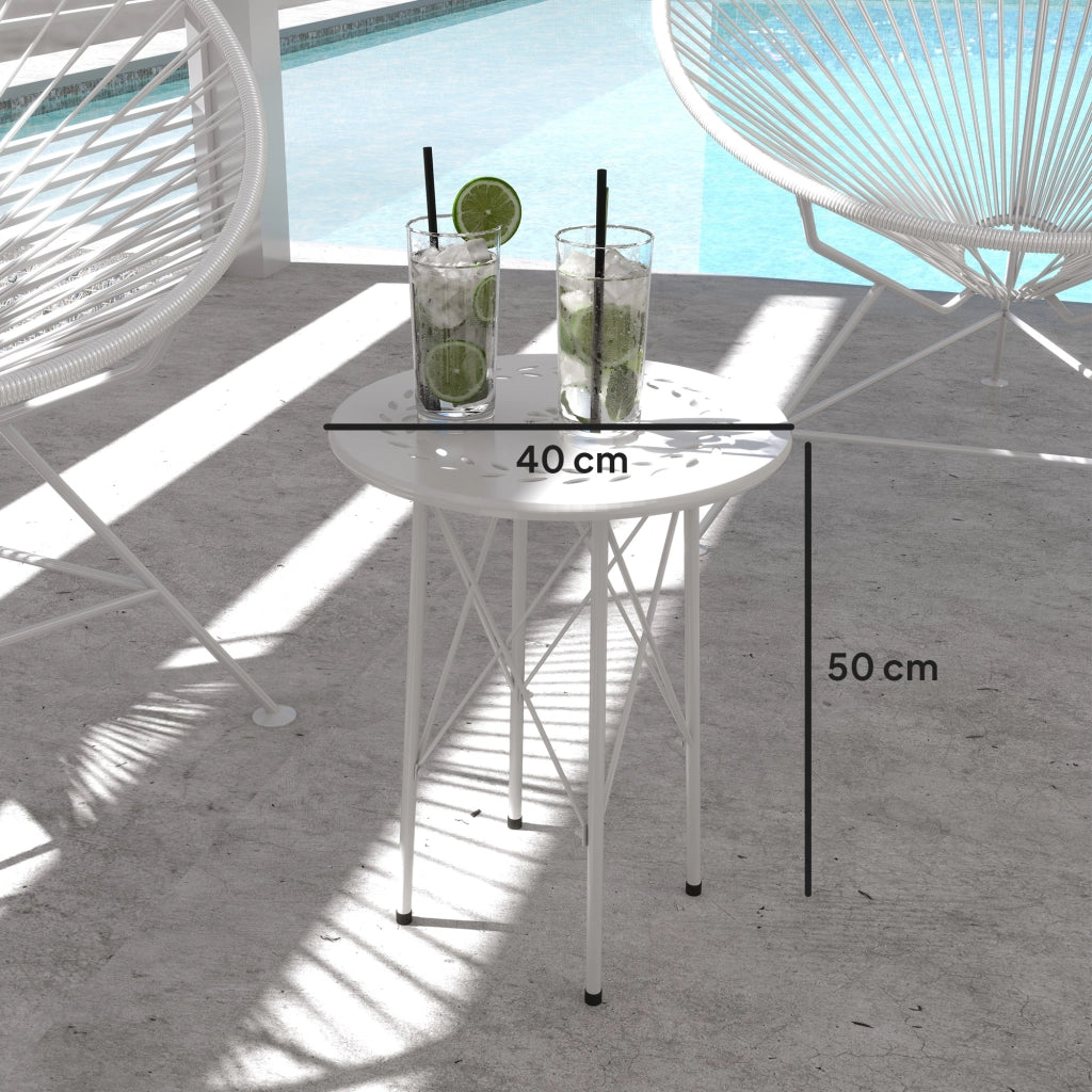 Tavolo da Giardino Rotondo ¨C Minimal ¨C Acciaio Bianco ?40x50cm