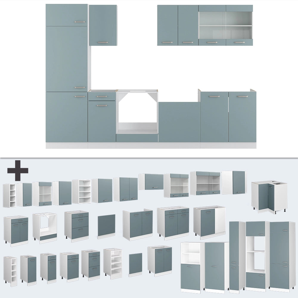 Vicco Cucina componibile Grigio-blu 300 cm , PL Marmo