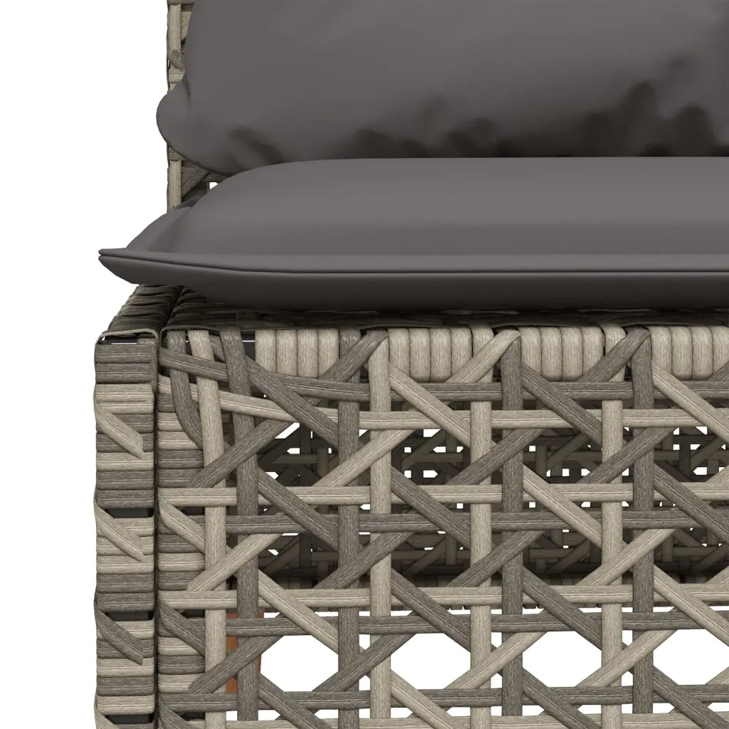 Divano Giardino Senza Braccioli con Cuscini Grigio Polyrattan 365927