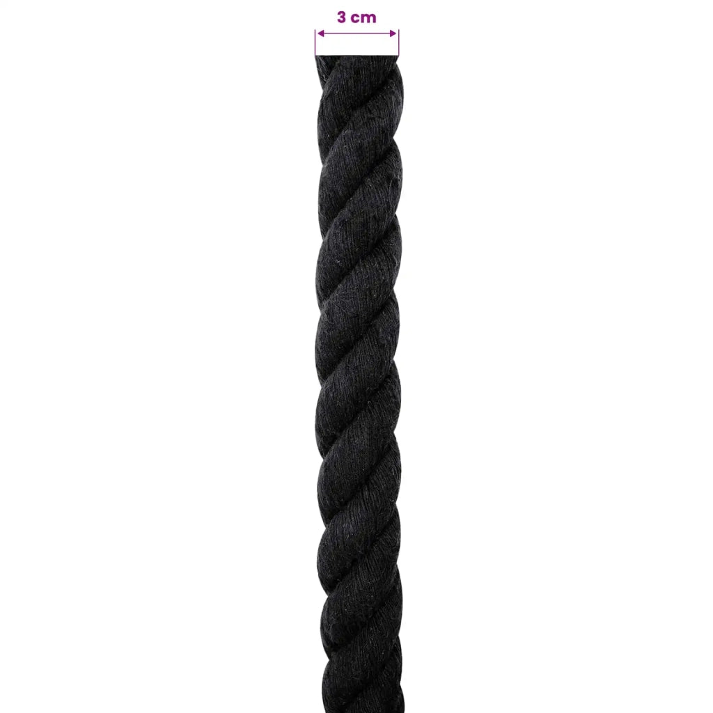 Corda | Fune di Cotone 50 m 30 Nero 100% Cotone