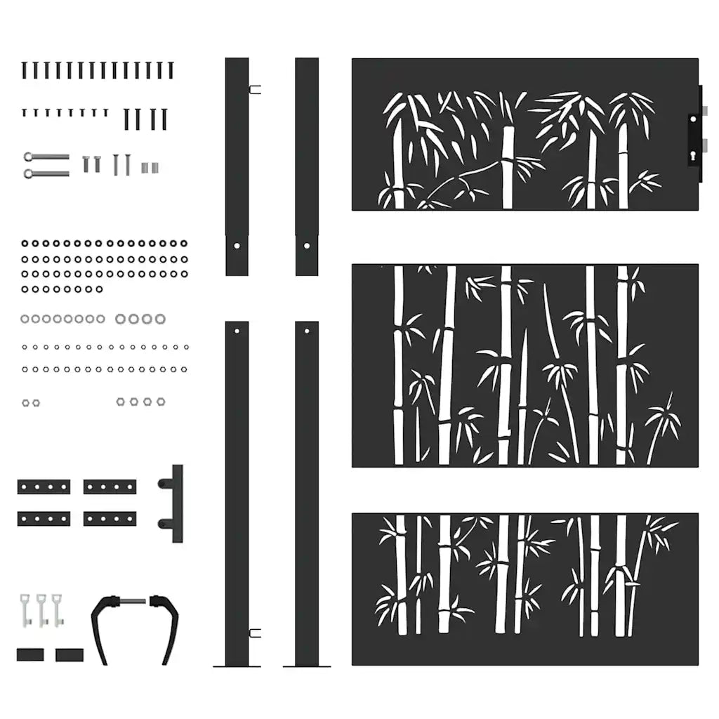 Cancello da giardino con blocco Nero 110 x 130 cm 42015895