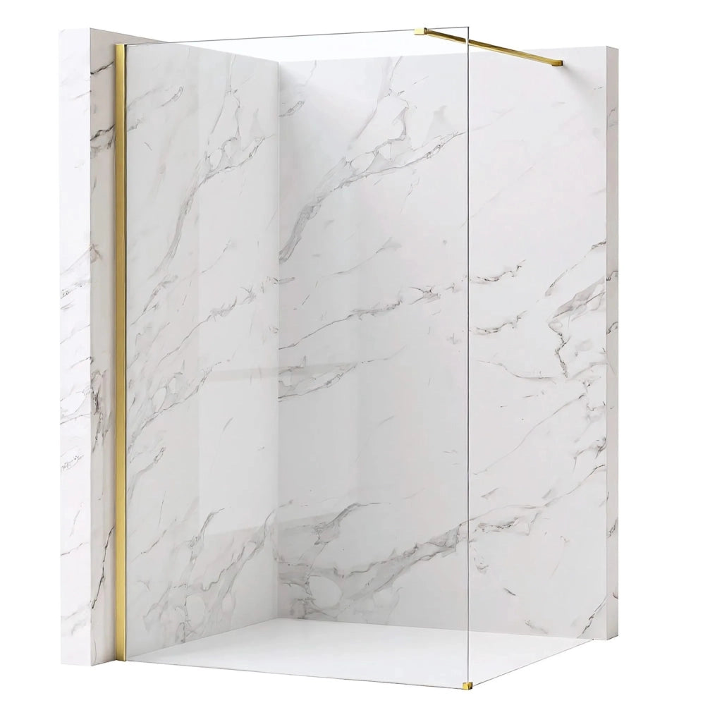 Parete Doccia Rea Flexi Transparent / Brush Gold 130