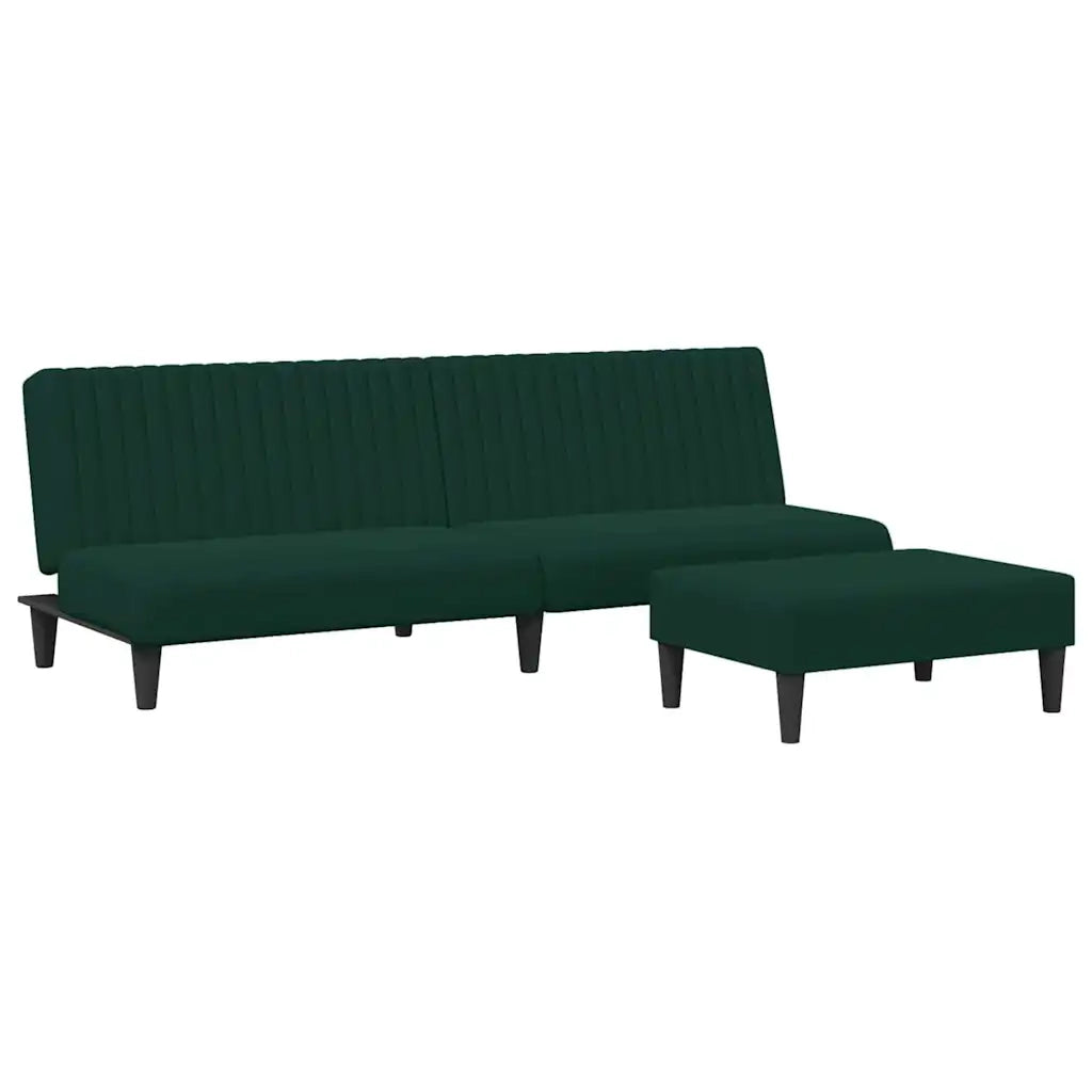 Set di Divani 2 pz Verde Scuro in Velluto