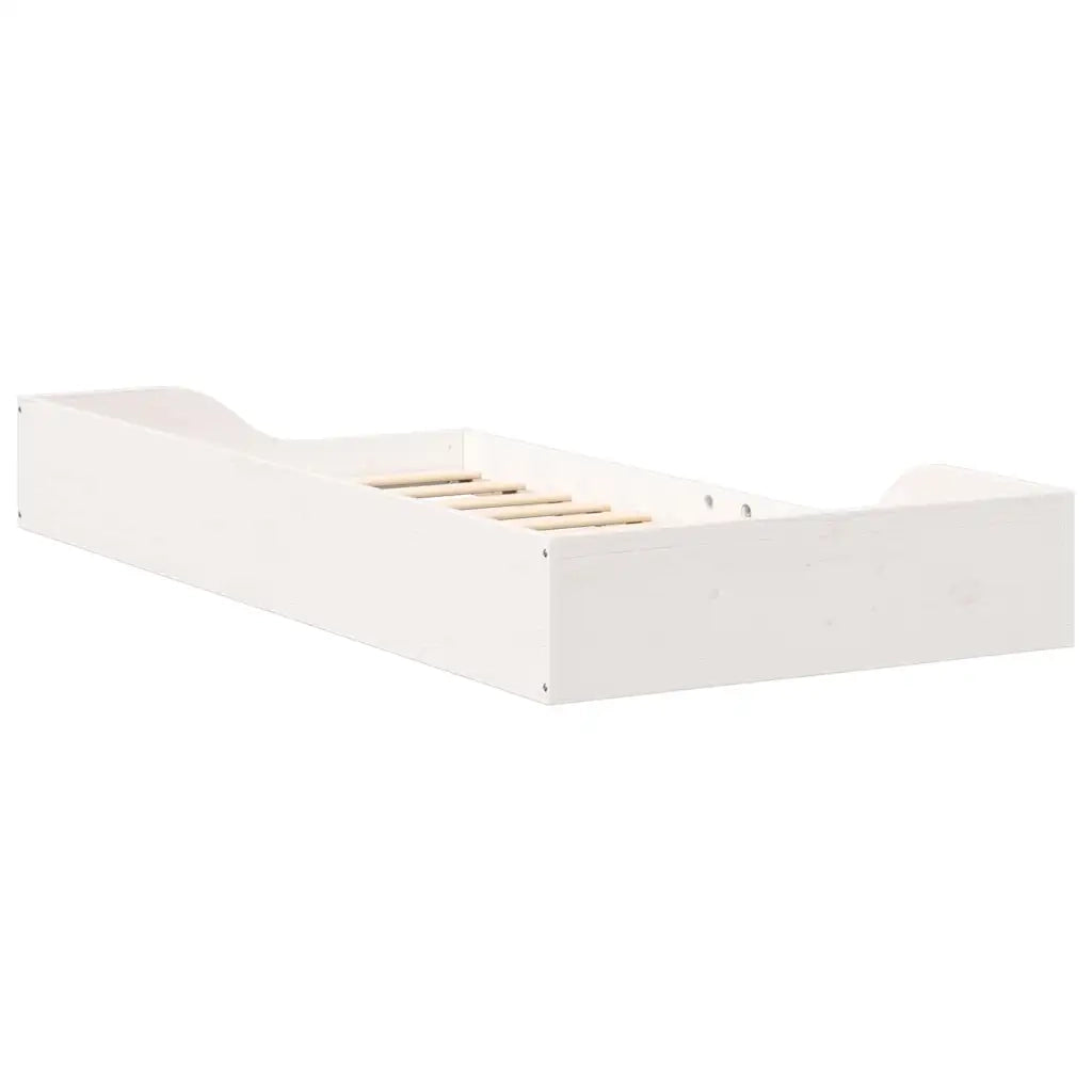 Struttura del letto Bianco 90 x 190 cm Pino massello 873395