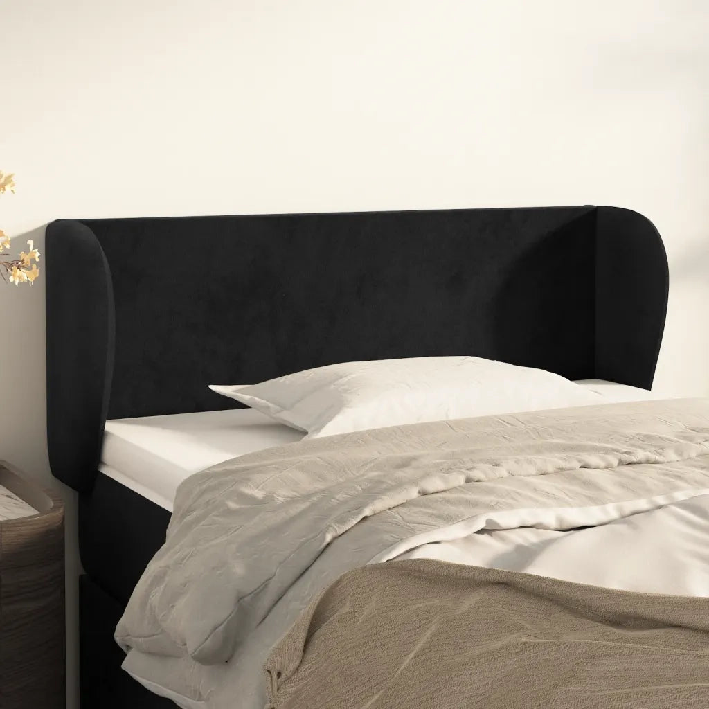 Testiera | Testata ad Orecchio Nera 83 x 23 x 78/88 cm in Velluto