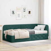 Cornice del letto ad angolo Verde Scuro 90 x 190 cm Tessuto