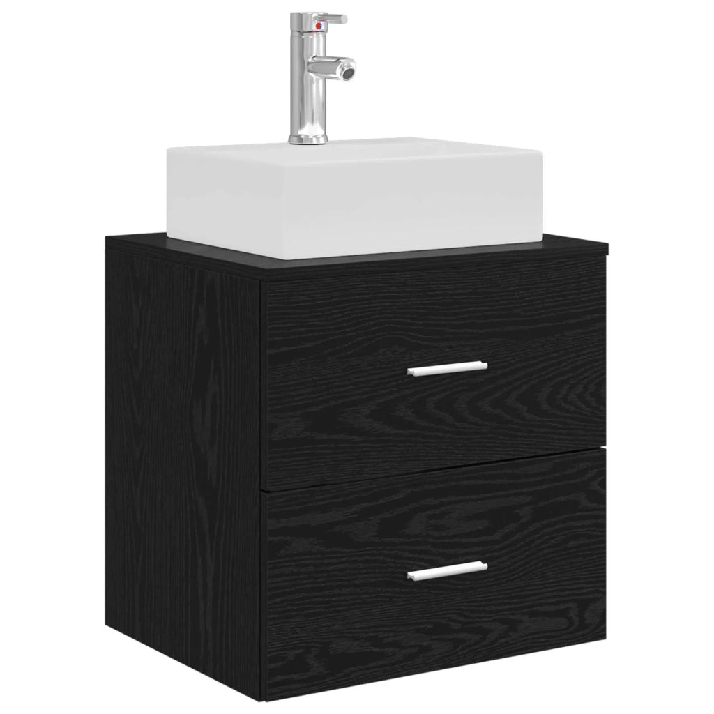 Set di mobili per il bagno 5 pcs Rovere Nero 3406808