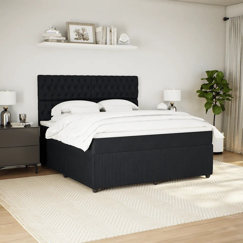 Giroletto a Molle con Materasso Nero 180x200 cm in Velluto