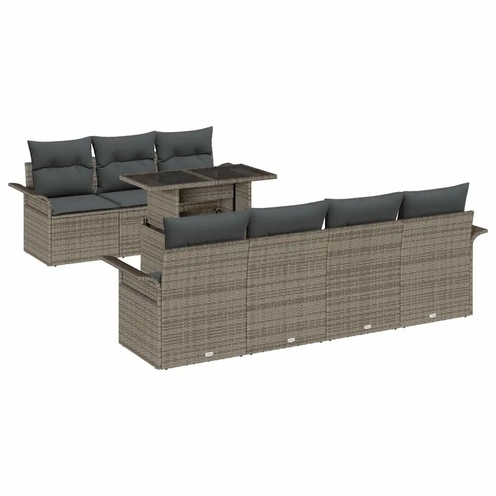 Set Divano da Giardino 8 pcs Grigio Rattan in Polipropilene
