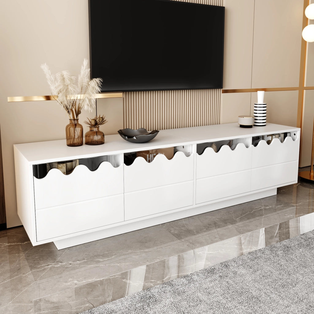 Cassettiera TV bianca in MDF e truciolare lunghezza 170 cm