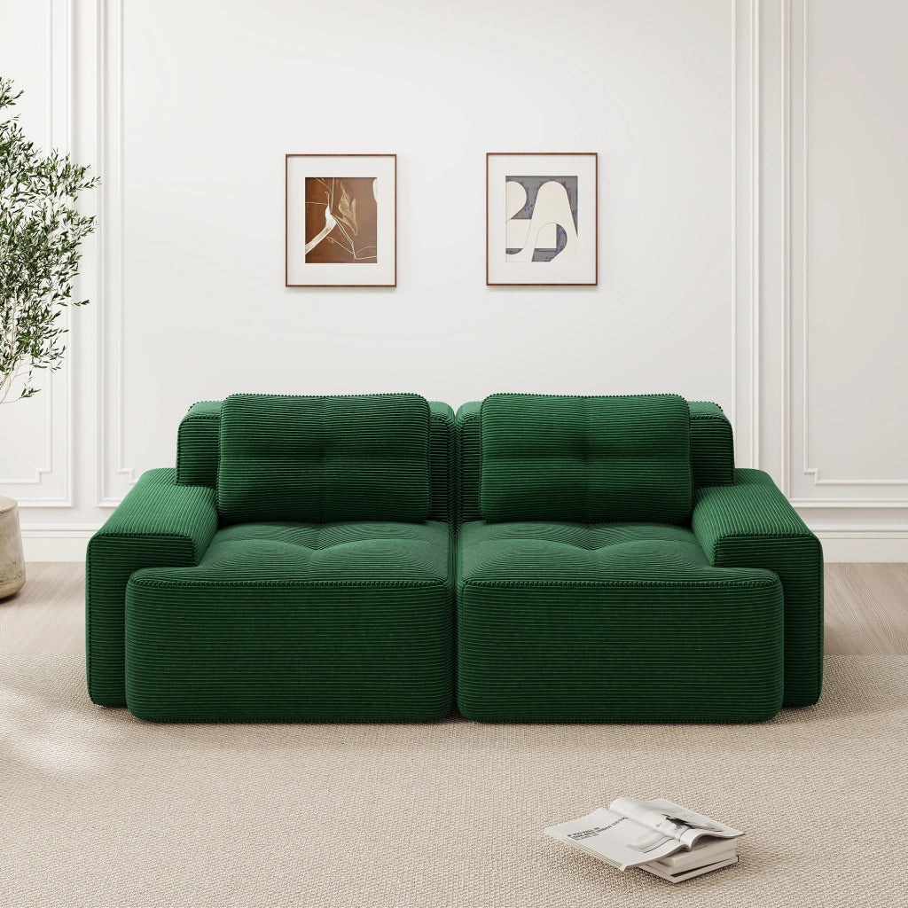 Divano Modulare Boneless ¨C Xylo ¨C Velluto a Coste, Verde, Loveseat