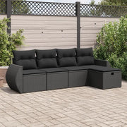 Set Divani da Giardino 5 pz con Cuscini in Polyrattan Nero 3325561