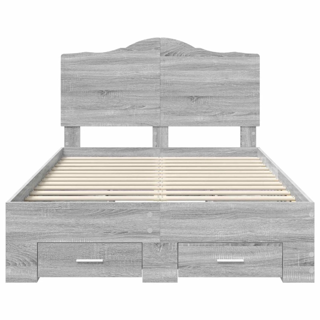 Struttura del letto con testiera-Giroletto con Testiera Grigio Sonoma 135 x 190 cm 279534
