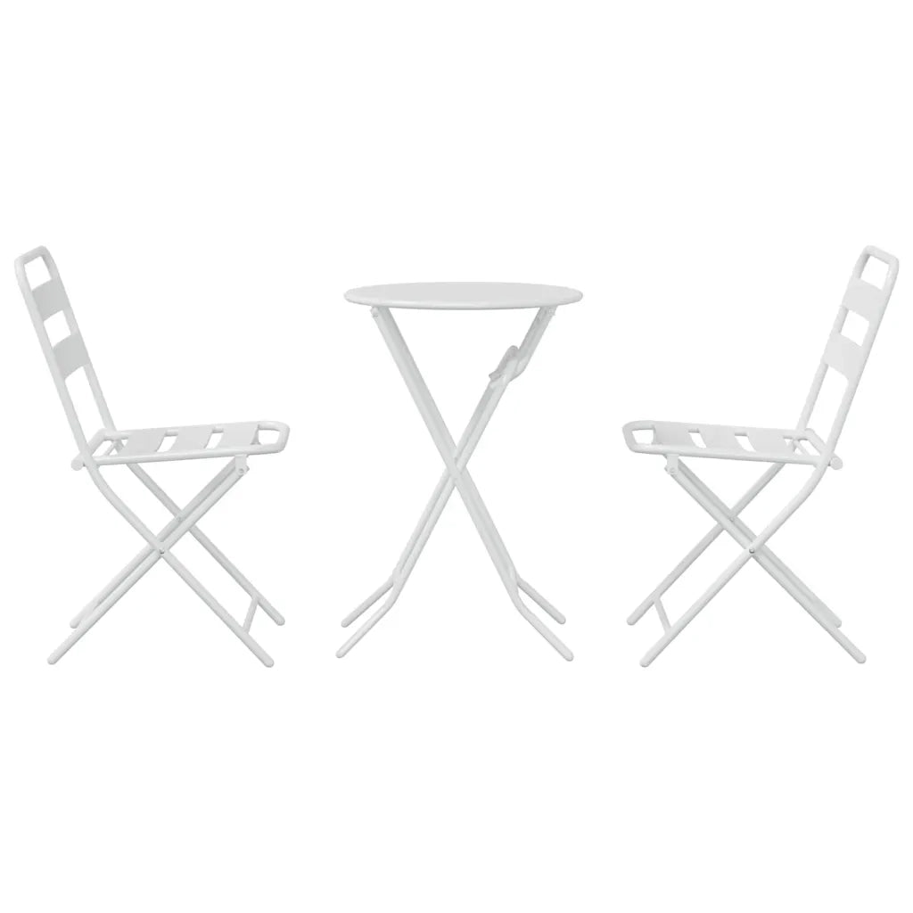 Set Bistro da Giardino 3 pcs Bianco Acciaio