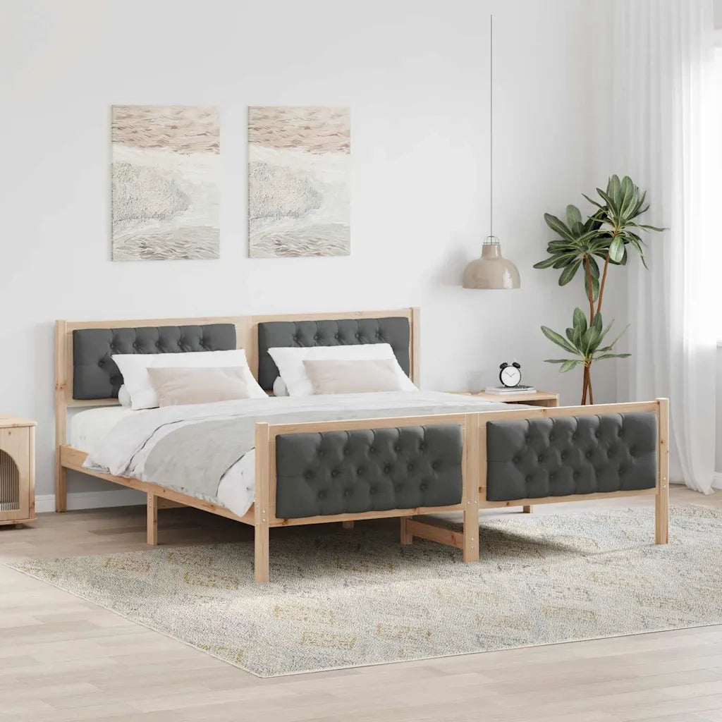 Struttura del letto-Giroletto Grigio scuro 160 x 200 cm Pino massello 346810