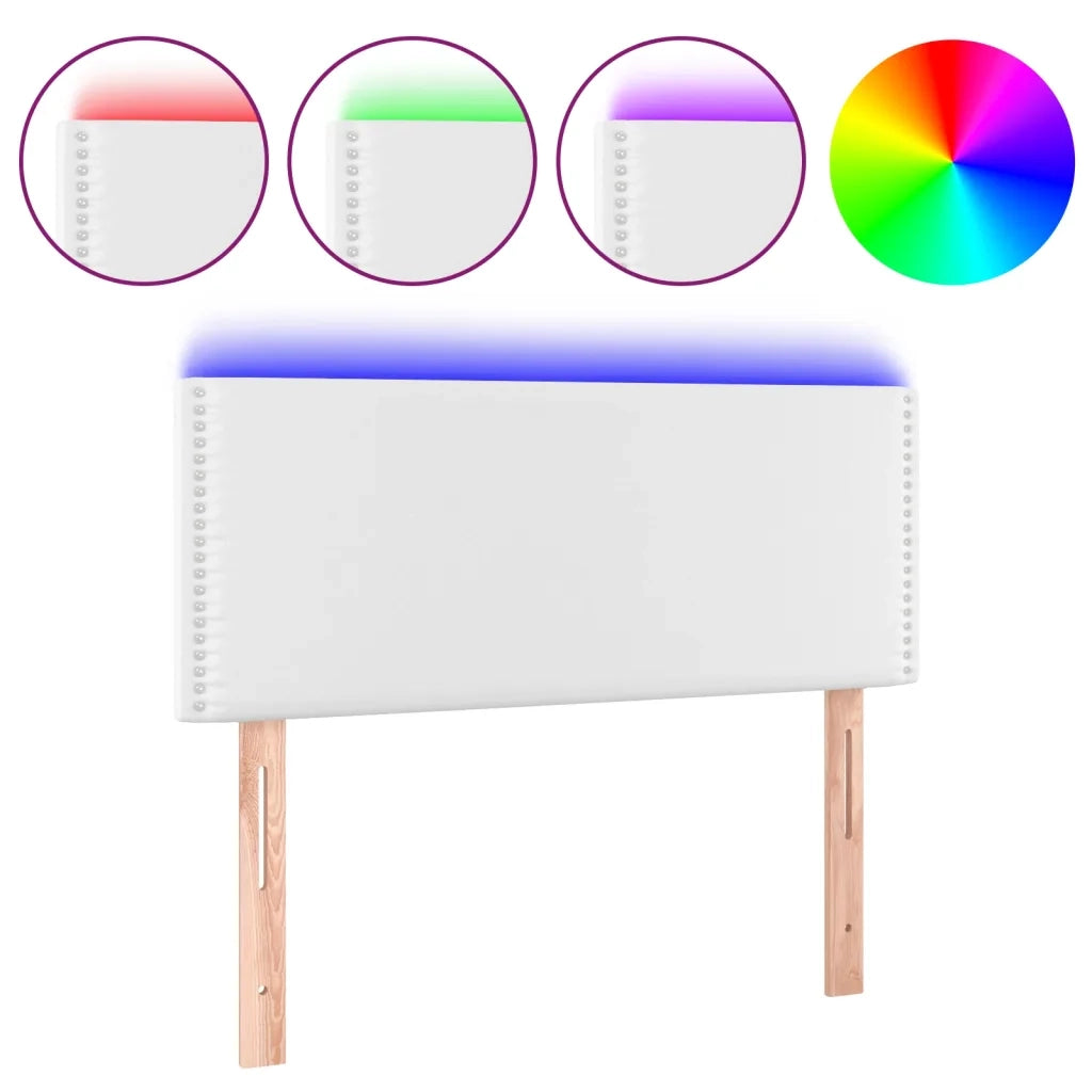 Testiera Bianco a LED 100x5x78/88 cm in Similpelle 3121557