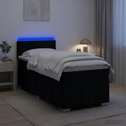 Letto box spring con materasso Nero 90 x 200 cm Tessuto 3452595