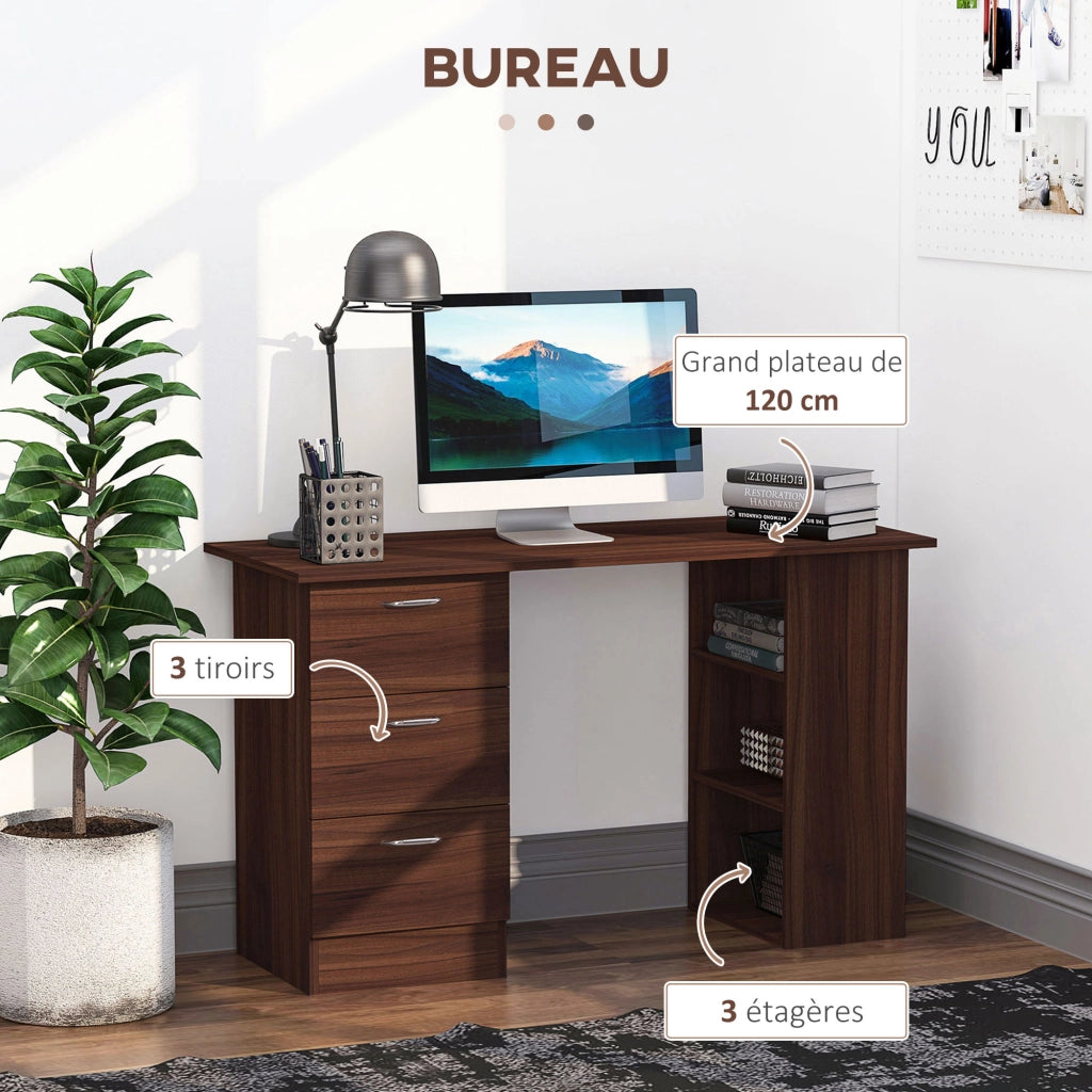 Scrivania con cassetti e ripiani ¨C Xylo ¨C legno 120x50 cm per ufficio e camera