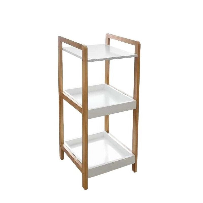 MOBILE IN LEGNO CON 3 MENSOLE BIANCHE 30X30X72 CM