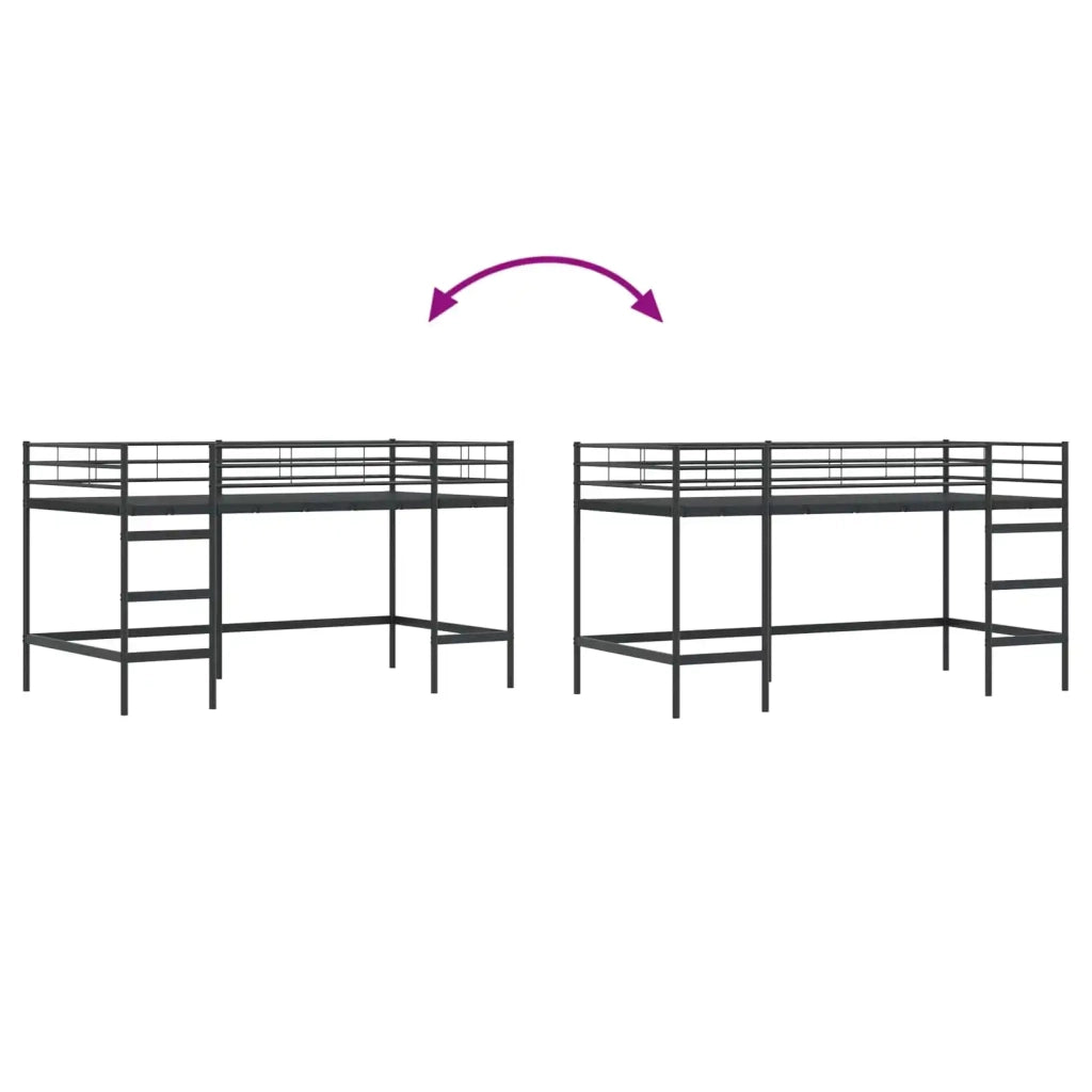 Struttura del letto loft per bambini-Giroletto per bambini Nero 107 x 200 cm Acciaio
