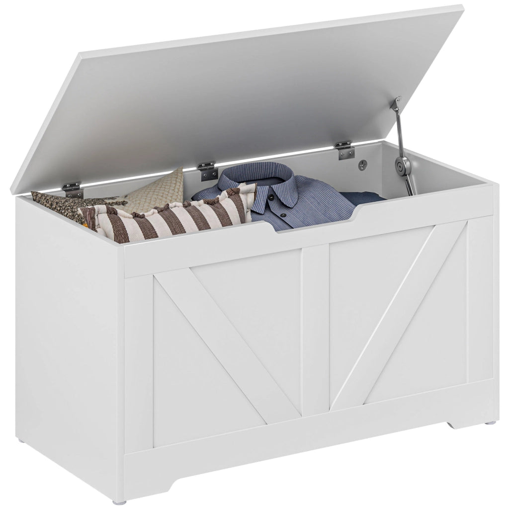 Baule Contenitore per Camera da Letto con Coperchio ¨C Minimal ¨C 80x40x45 cm Bianco