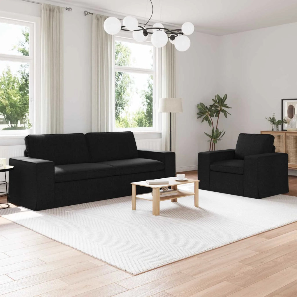 Set di divani 2 pcs Nero 222 x 80 x 82 cm Tessuto 3407590