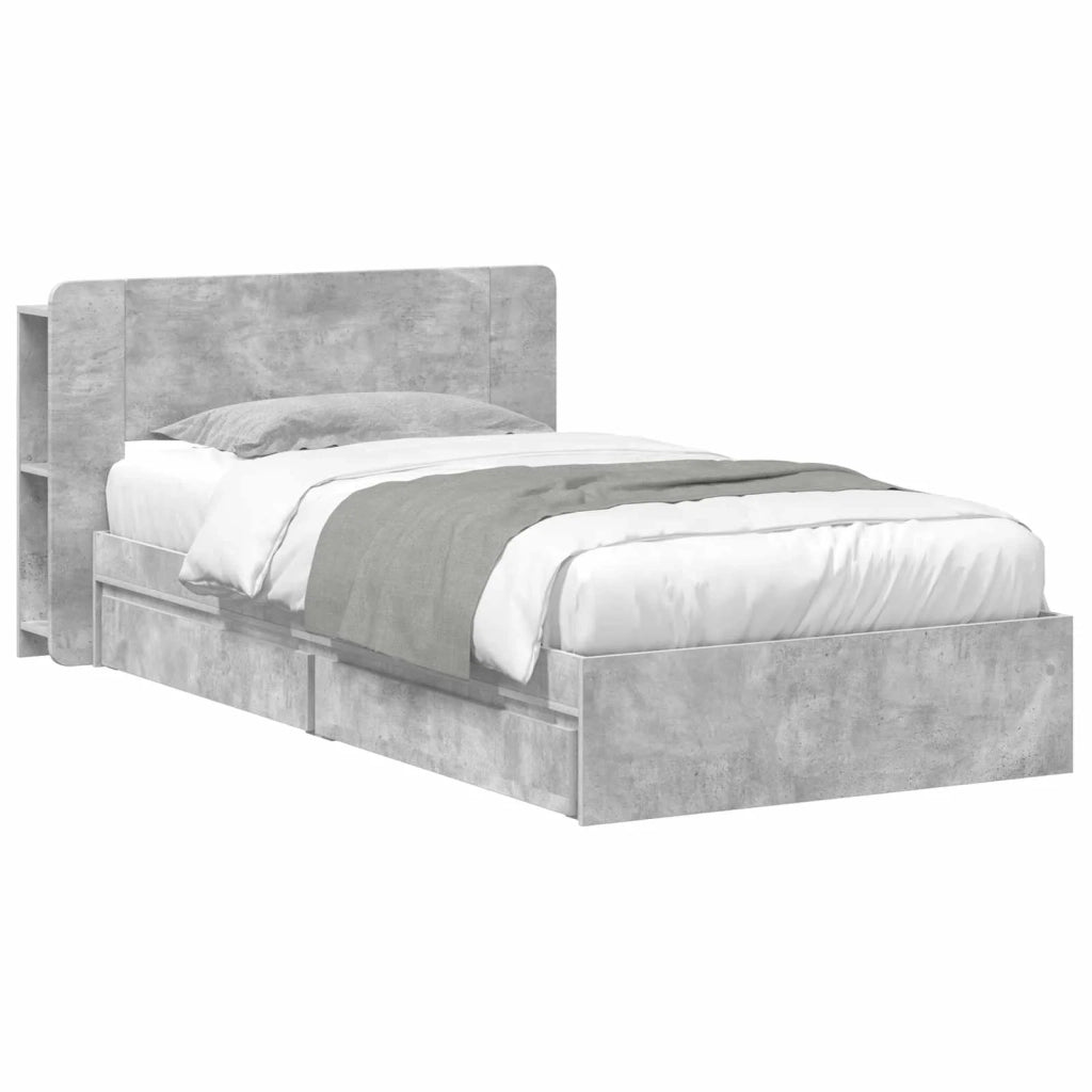 Telaio del letto con storage Grigio Cemento 100 x 200 cm