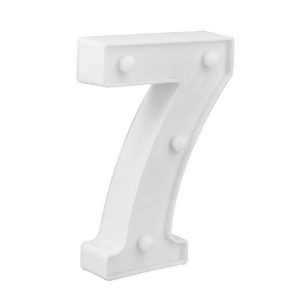 Trade Shop - Numero 7 Luminoso Bianco A Led Decoro Per Eventi Feste Luce Calda 3000k 16x3cm -