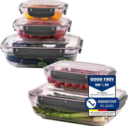 Set di coperchi a tenuta d'aria - 5 pezzi BPA liberi - contenitore da cucina organizzatore - set di contenitori di magazzino - contenitore per pranzo - antracite.