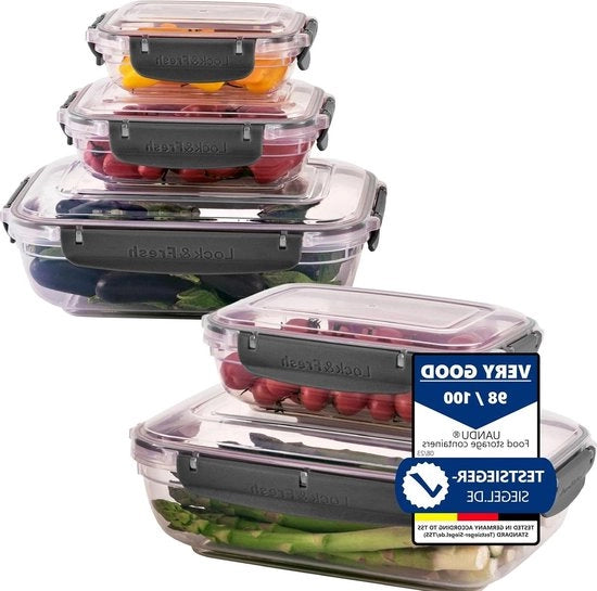 Set di coperchi a tenuta d'aria - 5 pezzi BPA liberi - contenitore da cucina organizzatore - set di contenitori di magazzino - contenitore per pranzo - antracite.