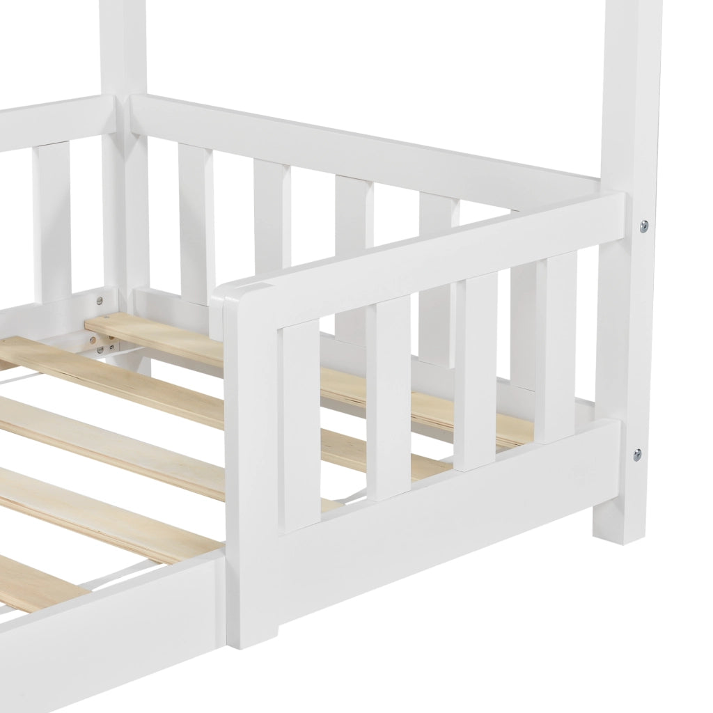 Letto per Cameretta Sisimiut a Forma di Casetta 70x140 cm Bianco [en.casa]