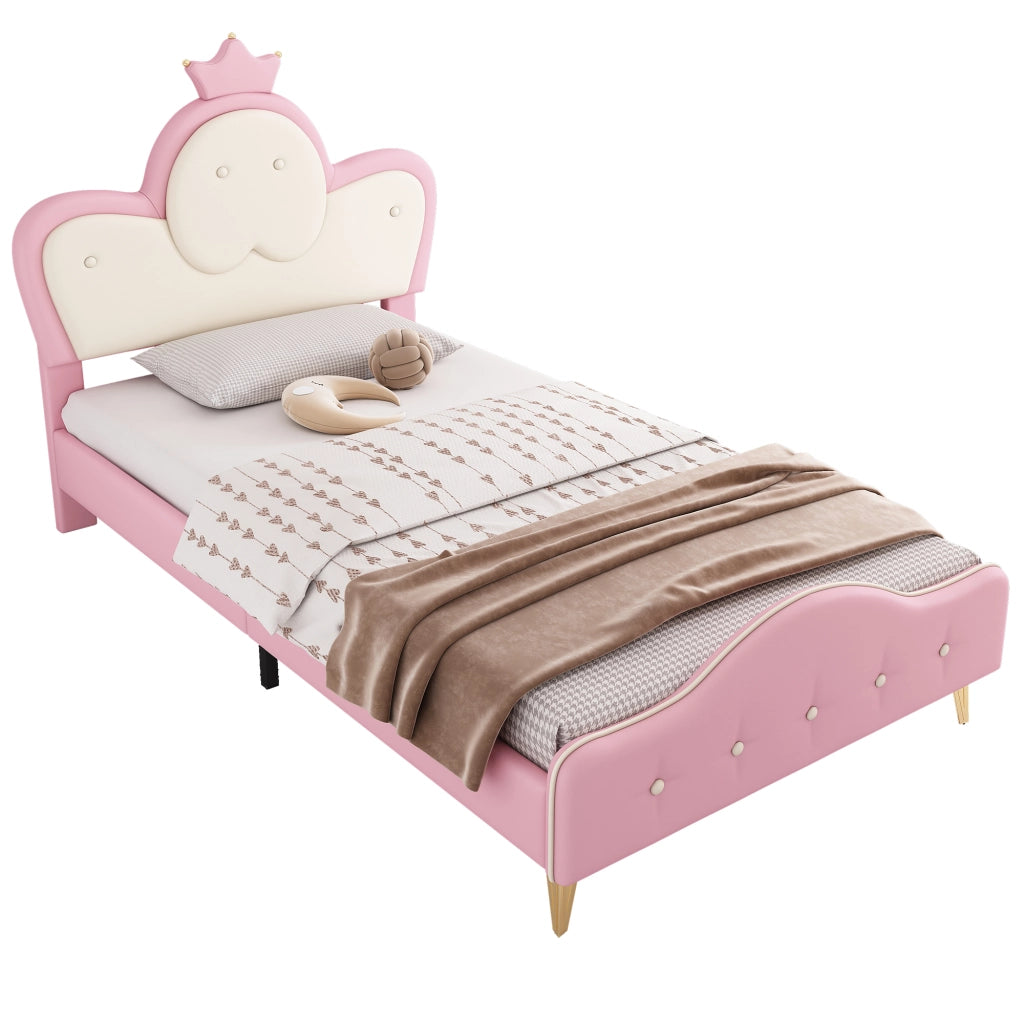 letto imbottito pu rosa bianco 90x200 cm
