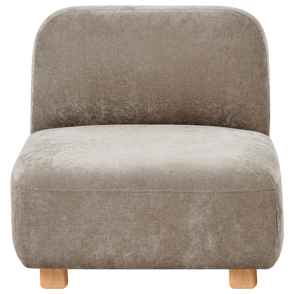 Modulo divano monoposto in tessuto beige gambe in legno stile moderno