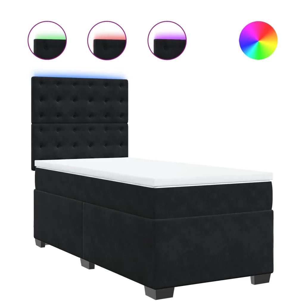 Giroletto a Molle con Materasso Nero 90x200 cm in Velluto